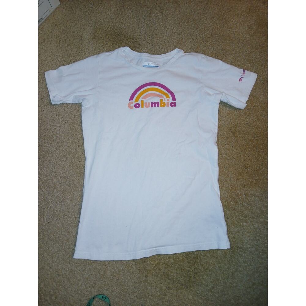Columbia Girl's White Short Sleeve Graphic T-Shirt Size L (14-16)